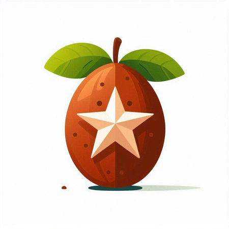 Illustration of a whole japanese jujube fruit with a star on a white backgroundのイラスト素材