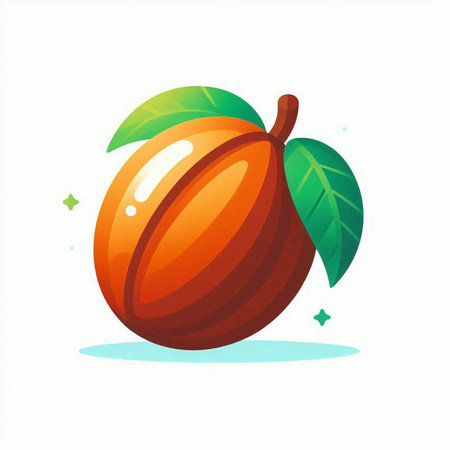 Peach fruit isolated on a white background. Vector illustration. Eps 10.のイラスト素材