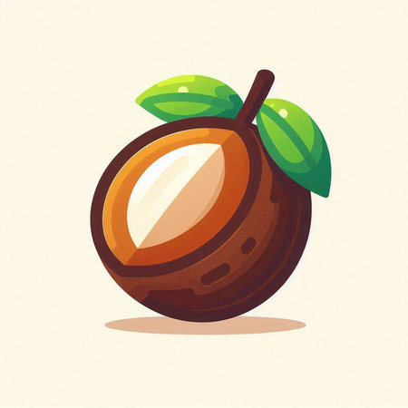 Illustration of a fresh whole and half macadamia with leavesのイラスト素材