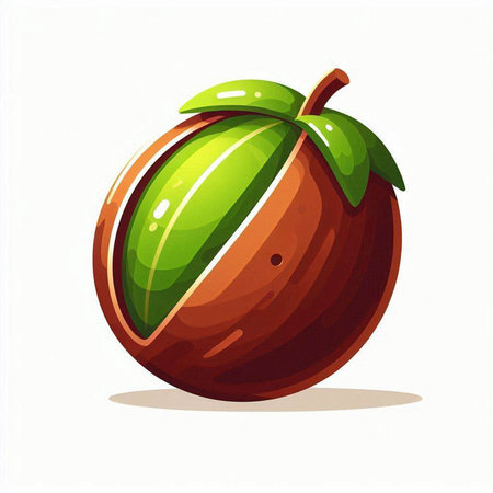 Illustration of a coconut isolated on a white background. Vector illustration.のイラスト素材