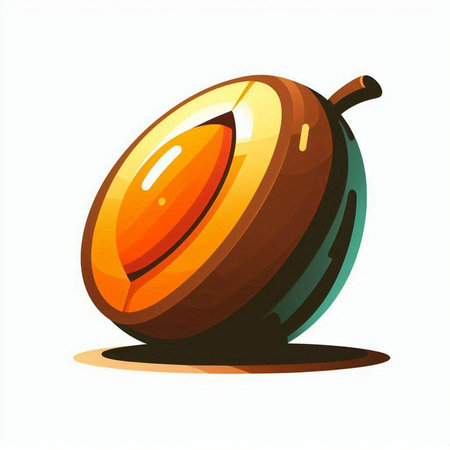 Illustration of a ripe plum on a white background, vector illustrationのイラスト素材