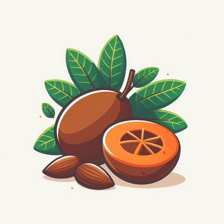 Illustration of fresh orange fruits with leaves on white background - vectorのイラスト素材