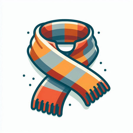 Vector illustration of knitted scarf. Isolated on white background.のイラスト素材