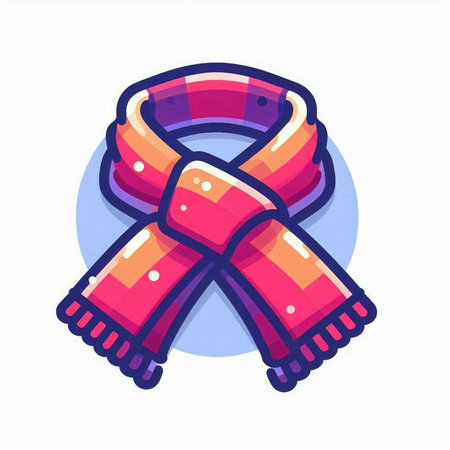 Vector illustration of pink scarf. Isolated on a white background.のイラスト素材
