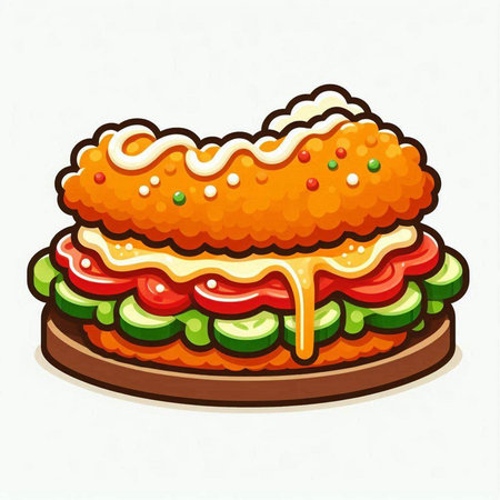 Illustration of hamburger on a white background. Vector illustration.のイラスト素材