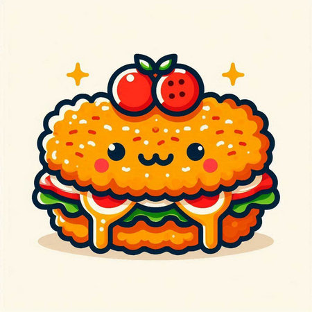 Cute and kawaii hamburger character. Vector illustration.のイラスト素材
