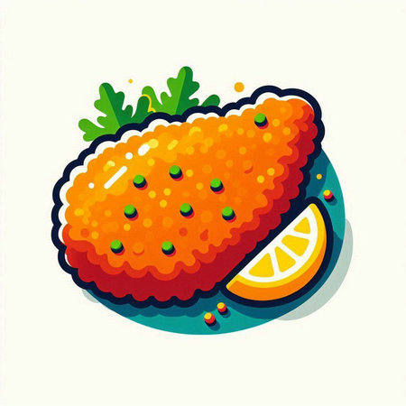 Illustration of a slice of lemon on a plate, vector illustrationのイラスト素材
