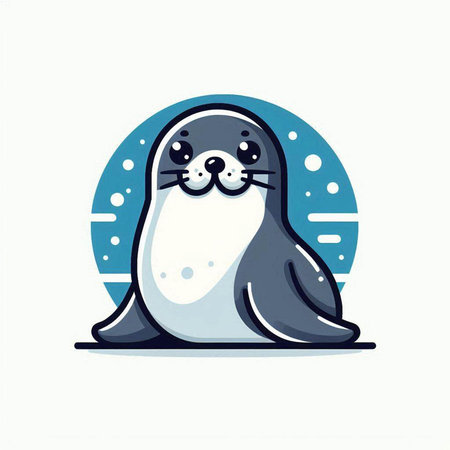 Vector illustration of cute seal in flat style. Cute sea animal.のイラスト素材
