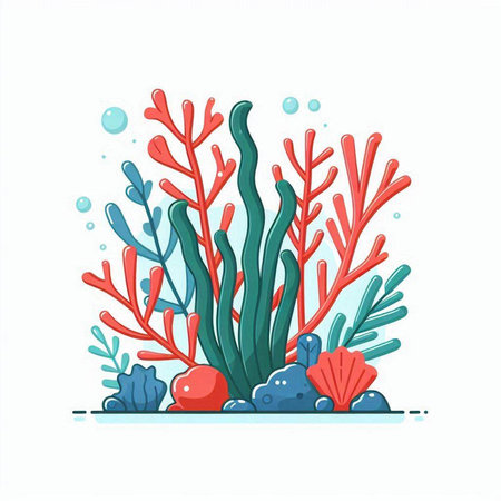 Colorful seaweed vector illustration. Underwater world. Marine life.のイラスト素材