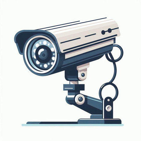CCTV security camera on white background. Vector illustration in flat style.のイラスト素材
