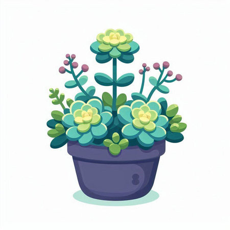 Succulent plant in a pot isolated on white background. Vector illustration.のイラスト素材