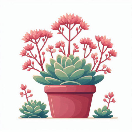 Flowerpot with succulent plant. Vector illustration in cartoon styleのイラスト素材