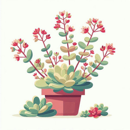 Succulent in a pot. Vector illustration. Flat style.のイラスト素材