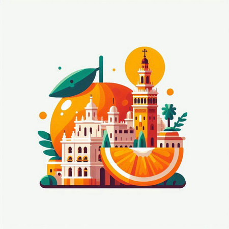 Vector illustration of famous landmark in flat style. Travel and tourism concept.のイラスト素材