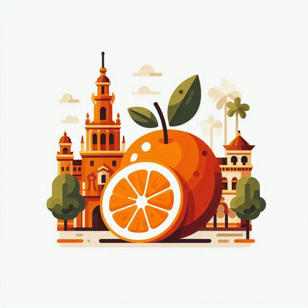 Citrus fruit in flat style. Vector illustration of orange.のイラスト素材