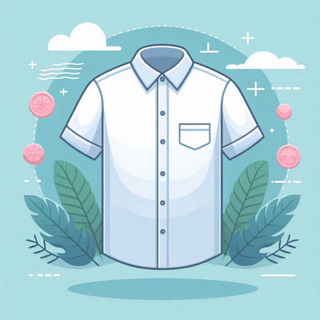 Men's shirt. Vector illustration of a man's shirt on a blue background.のイラスト素材