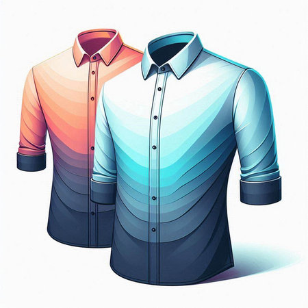 Men's shirts. Vector illustration of a man's shirt in blue and orange colors.のイラスト素材