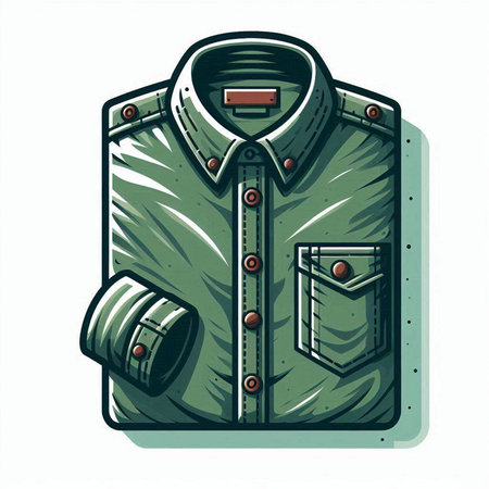 Illustration of a green shirt, isolated on a white background.のイラスト素材