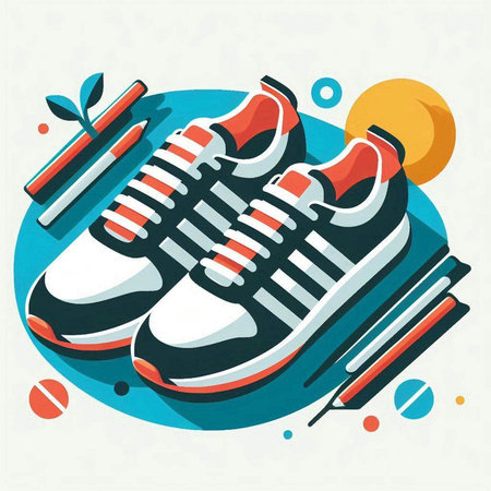 Sneakers, sport, fitness, healthy lifestyle, vector illustrationのイラスト素材
