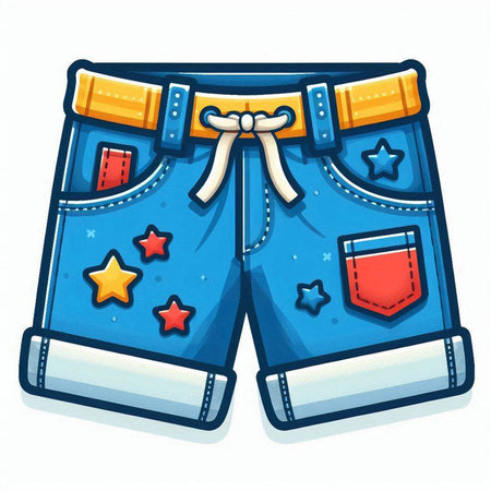 Blue denim shorts on a white background, vector illustration, eps 10のイラスト素材