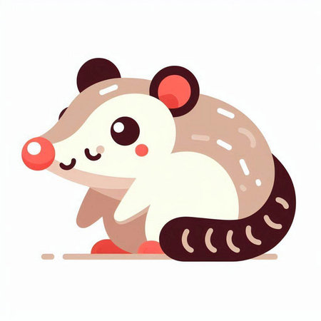 Cute cartoon opossum isolated on white background. Vector illustration.のイラスト素材