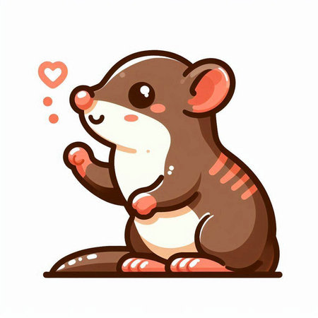 Cute cartoon hamster sitting on white background. Vector illustration.のイラスト素材