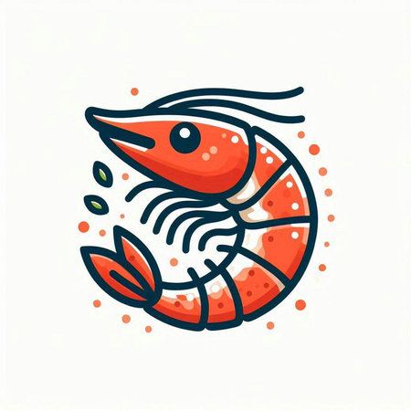 Shrimp vector icon. Seafood illustration. Seafood symbol.のイラスト素材