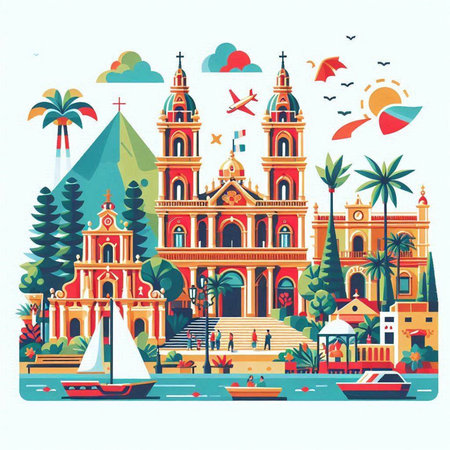 Puerto Plata, Buenos Aires, Argentina. Vector illustrationのイラスト素材