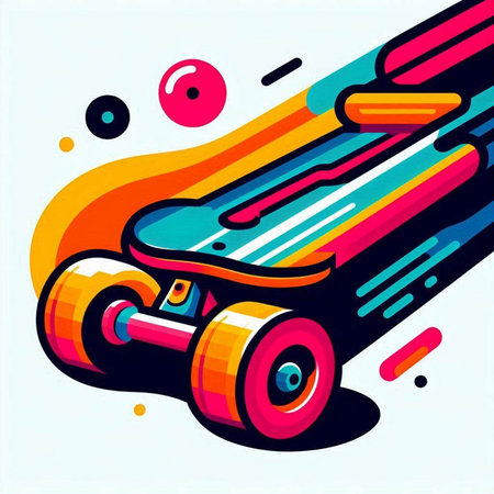 Skateboard. Vector illustration of a skateboard on a colorful background.のイラスト素材