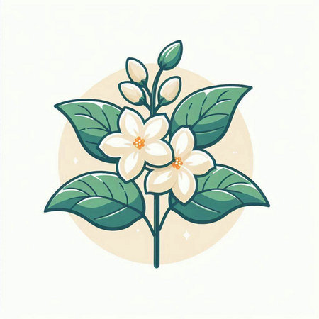 Jasmine flower. Vector illustration of jasmine flower.のイラスト素材