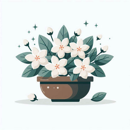 Flowers in a pot on a white background. Vector illustration.のイラスト素材
