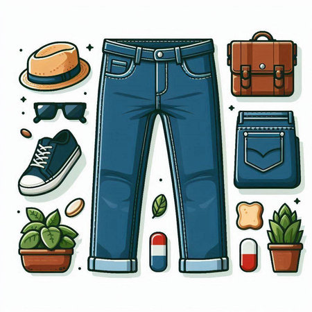 Set of men's clothes. Vector illustration in a flat style.のイラスト素材