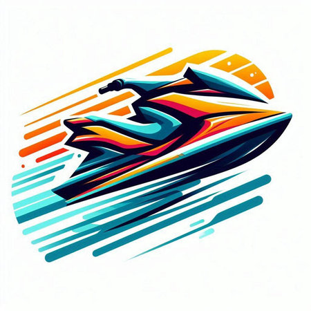 Water scooter vector illustration, sport water scooter icon, water scooter symbolのイラスト素材