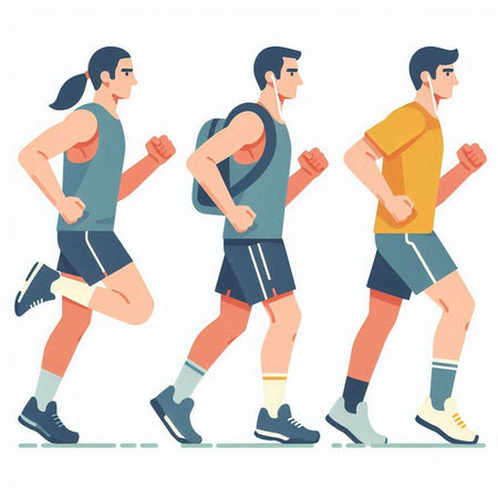 Man and woman running, jogging or jogging, vector illustration.のイラスト素材