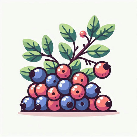 Bunch of ripe berries. Vector illustration in flat cartoon style.のイラスト素材