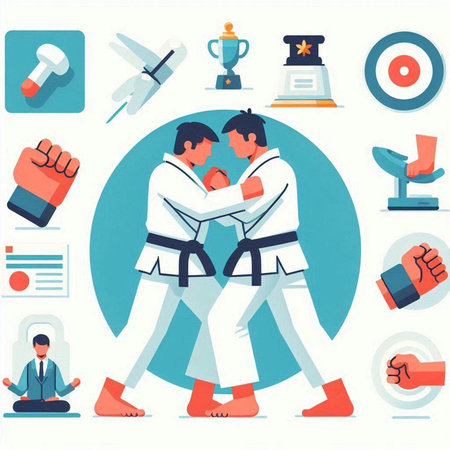 Martial arts training. Tae Kwon Do. Vector illustrationのイラスト素材
