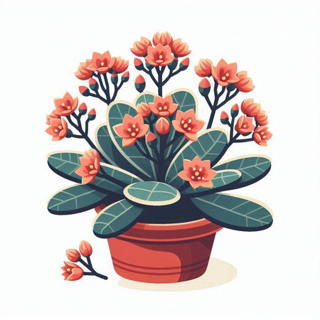 Flowerpot with succulent plants. Vector illustration in cartoon styleのイラスト素材