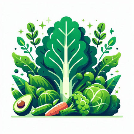 Vegetables and fruits. Vector illustration in a flat style.のイラスト素材