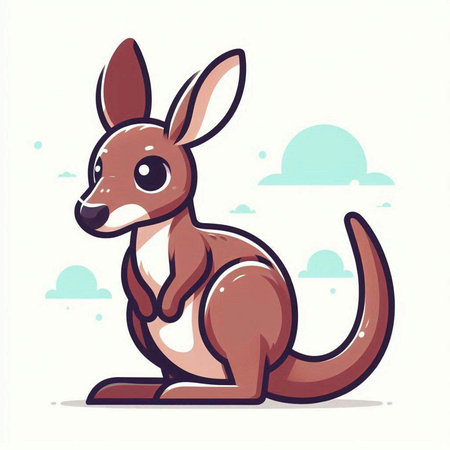 Kangaroo vector illustration. Cute kangaroo cartoon character.のイラスト素材