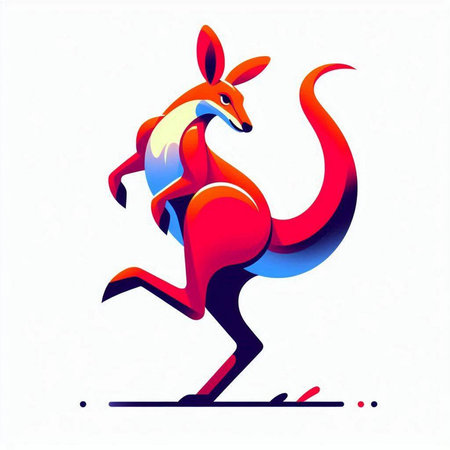 Kangaroo running on white background. Vector illustration of kangaroo.のイラスト素材