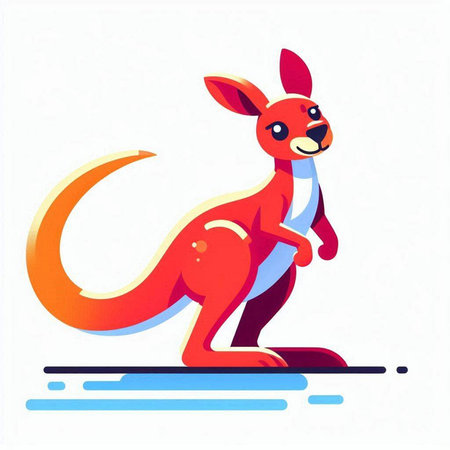 Kangaroo on a white background. Vector illustration in cartoon style.のイラスト素材