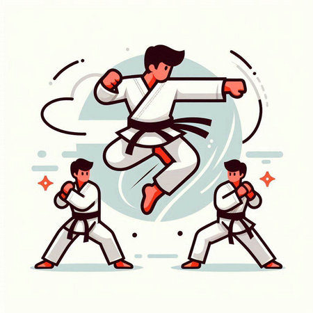Tae Kwon Do or taekwondo sport vector illustrationのイラスト素材
