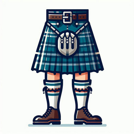 Scottish kilt. Vector illustration in cartoon style on white background.のイラスト素材