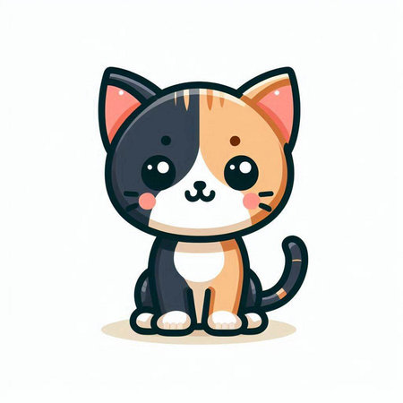 Cute cartoon cat. Vector illustration isolated on a white background.のイラスト素材