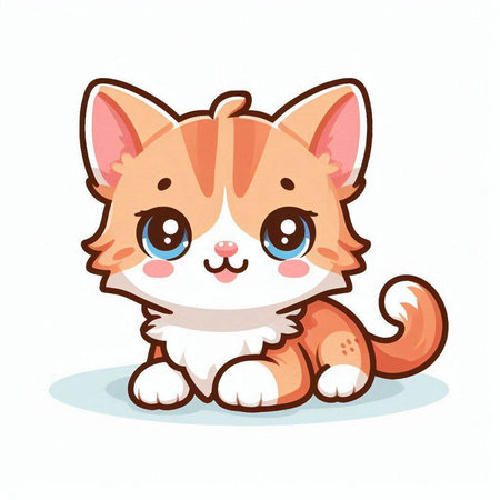 Cute cartoon cat isolated on white background. Vector illustration. Eps 10.のイラスト素材