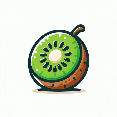 Kiwi fruit on a white background. Cartoon vector illustration.のイラスト素材