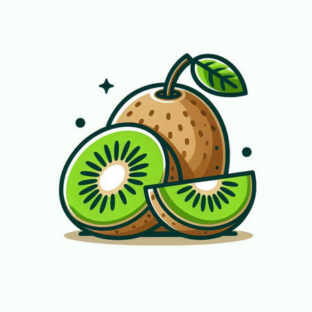 Kiwi fruit icon, kiwi fruit vector illustration.のイラスト素材
