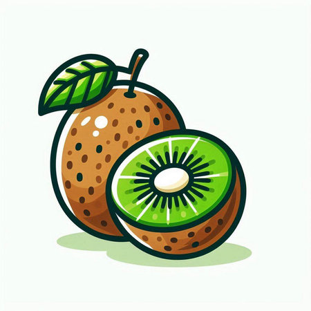 Kiwi fruit cartoon icon isolated on white background. Vector illustration.のイラスト素材