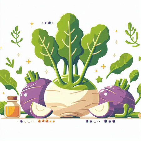 Vegetables. Vector illustration. Cabbage, radish, kohlrabiのイラスト素材
