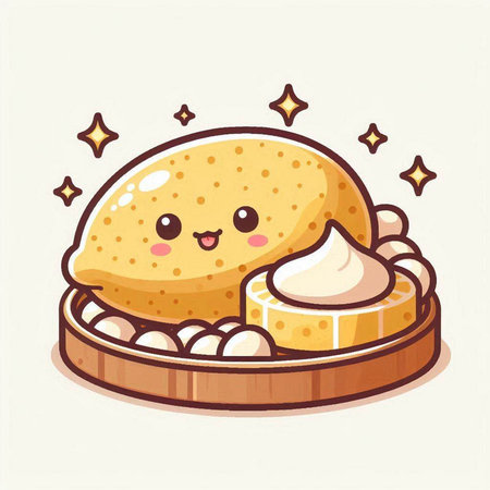 Illustration of Cartoon Smiling Mascot Character Puff Pastryのイラスト素材